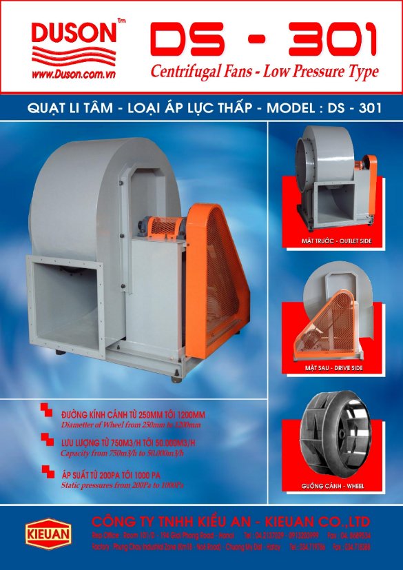 Quạt li tâm - Áp suất thấp